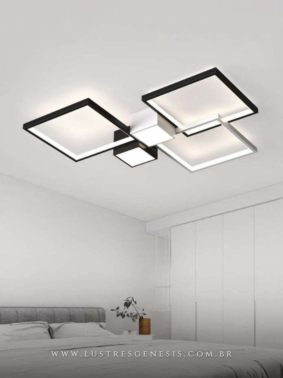 Plafon de Sobrepor Quadrado LED 42W - Estilo Escandinavo